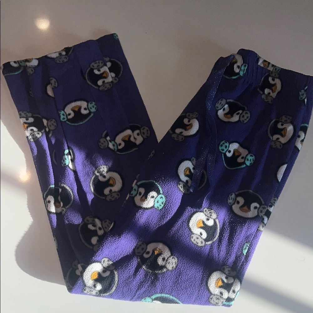 SO Purple Penguin Print Pajama Pants